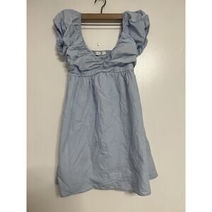 Altard State Babydoll Dress Womens Baby Blue Off Shoulder Smocked